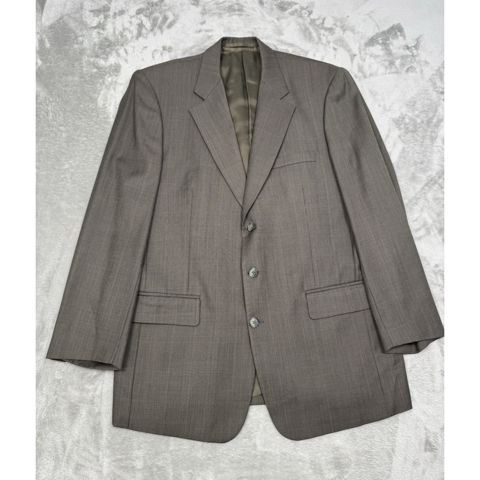 Vintage 80s Hugo Boss Sport Coat Mens 42r Brown Wool Blazer Jacket Plaid Retro